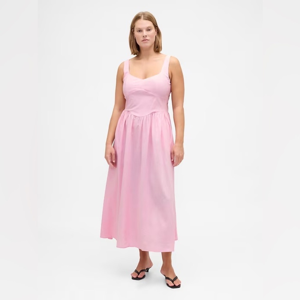 NWT! GAP Baby Pink Seamed Drop-Waist Maxi Dress - Size Large 🤖